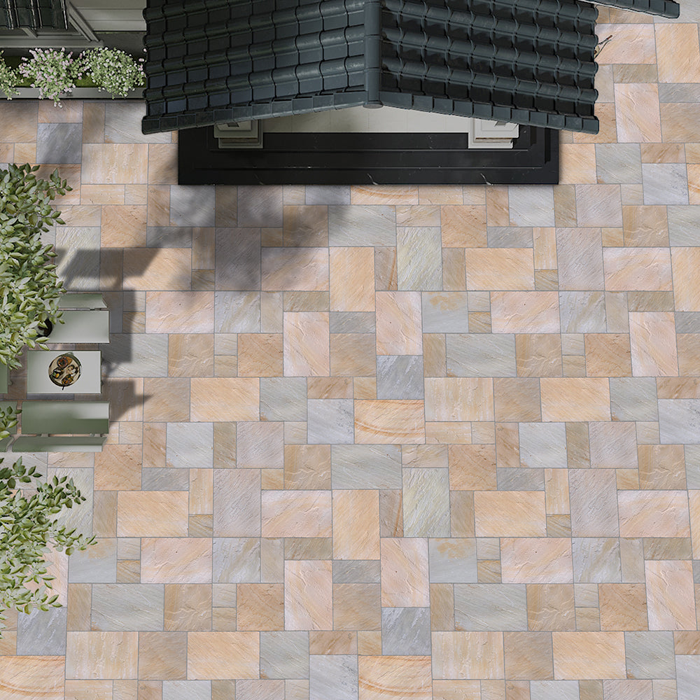 Fossil Mint Sandstone Tumbled Paving Slabs