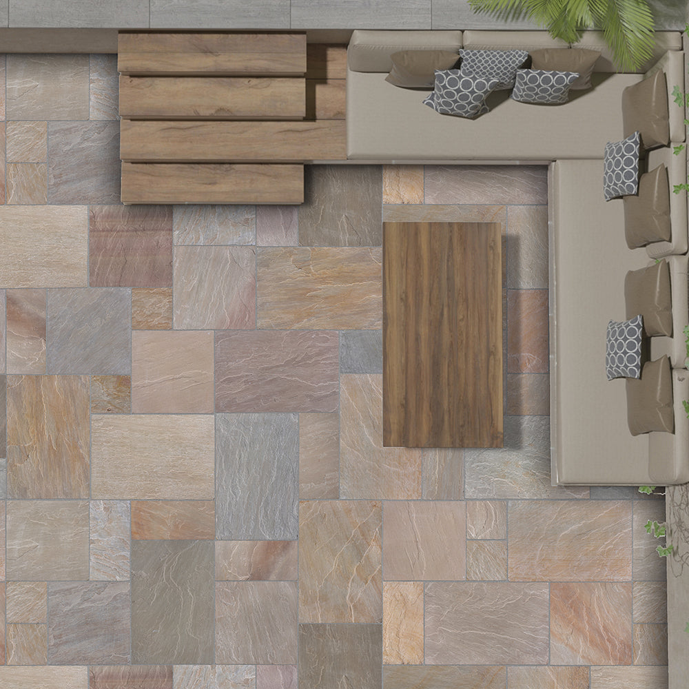 Camel Dust Tumbled Sandstone Paving Slabs