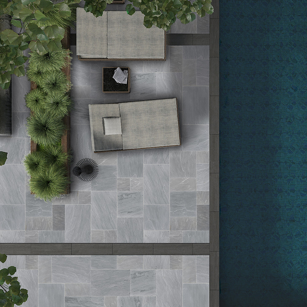 Kandla Grey Tumbled Sandstone Paving Slabs