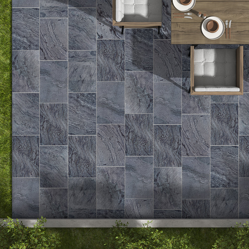 Cosmic Grey Flamed Quartzite Wall & Floor Tiles