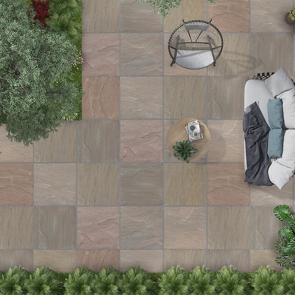 Raj Green Natural Cleft Sandstone Paving Slabs