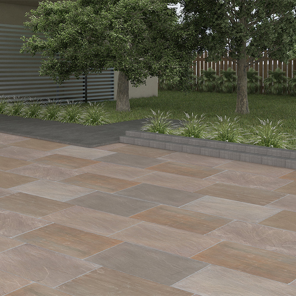 Raj Green Natural Cleft Sandstone Paving Slabs