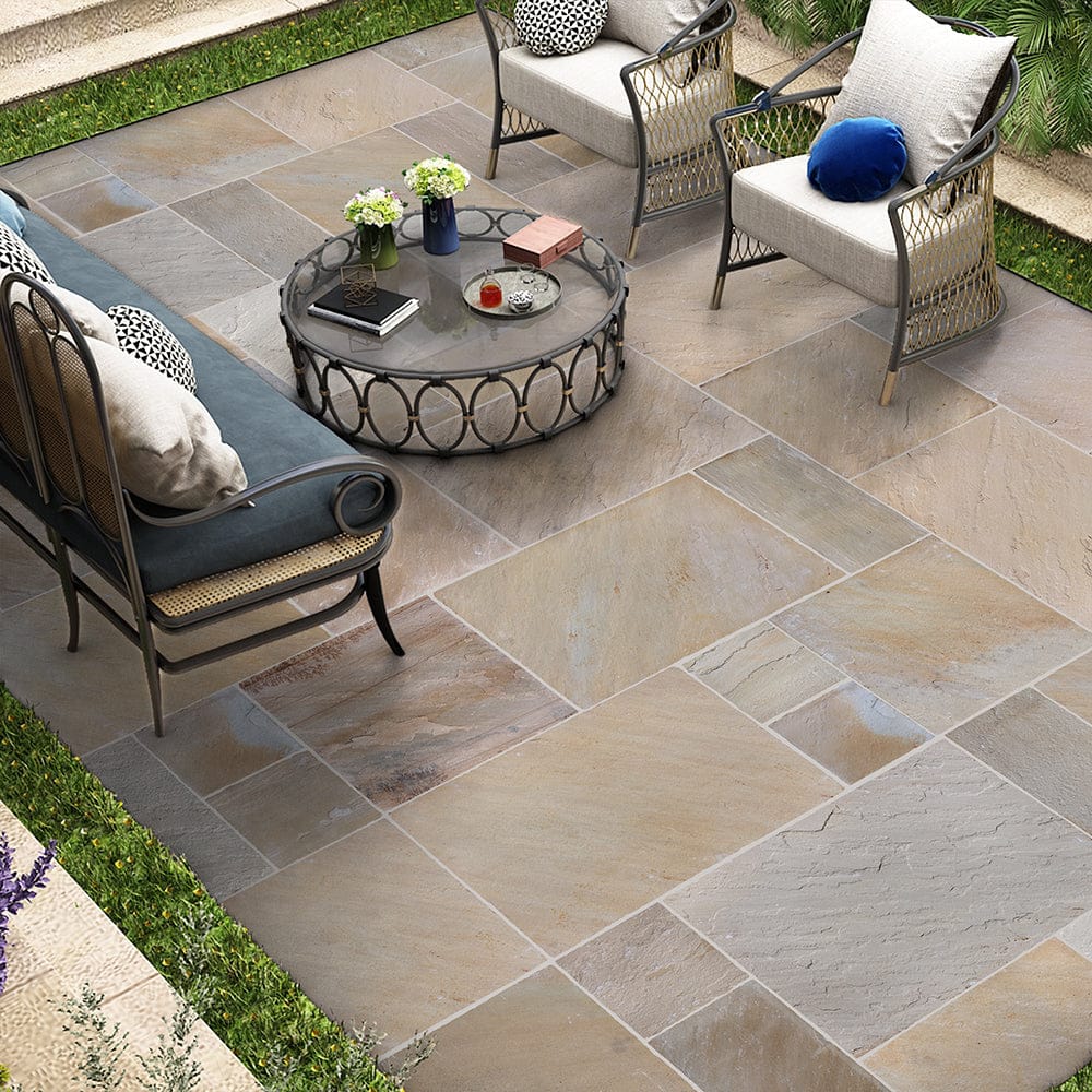 Fossil Mint Sandstone Natural Cleft Paving Slabs- Beige