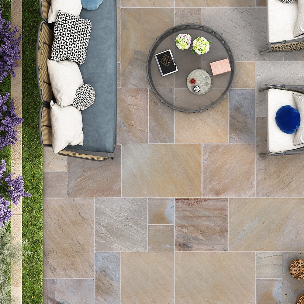 Fossil Mint Sandstone Natural Cleft Paving Slabs- Beige