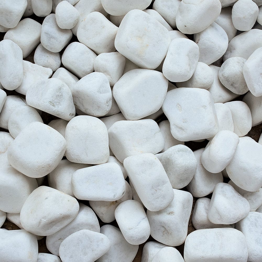 Greek White Decorative Stone Marble Pebbles 40-80mm Mix Size