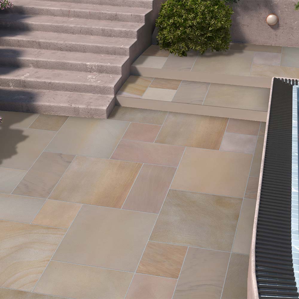 Raj Green Honed Sandstone Paving Slabs