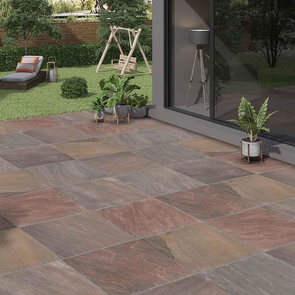 Autumn Brown Sandstone Natural Cleft Brown Paving Slabs
