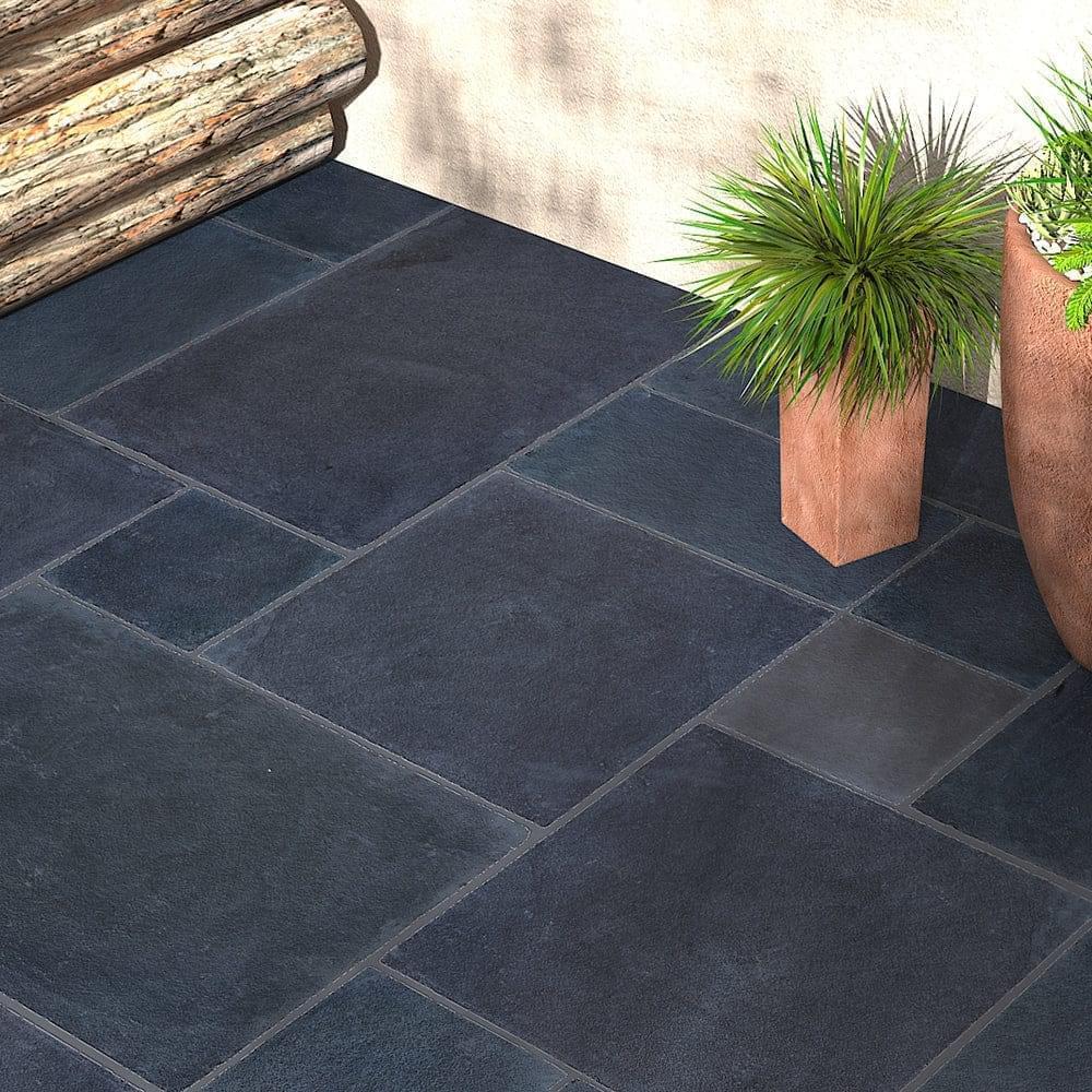 Black Limestone Natural Cleft Paving Slabs