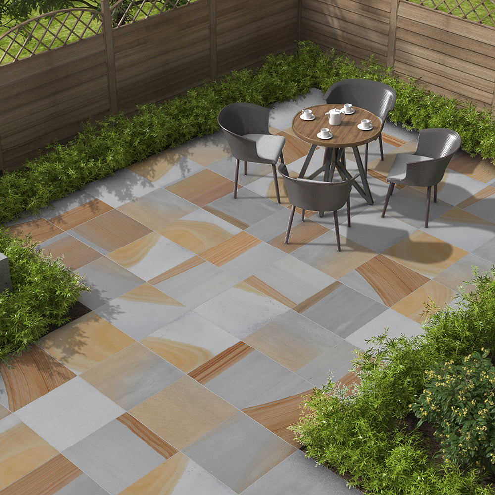 Rustic Grey Sandstone Honed Patio Slabs