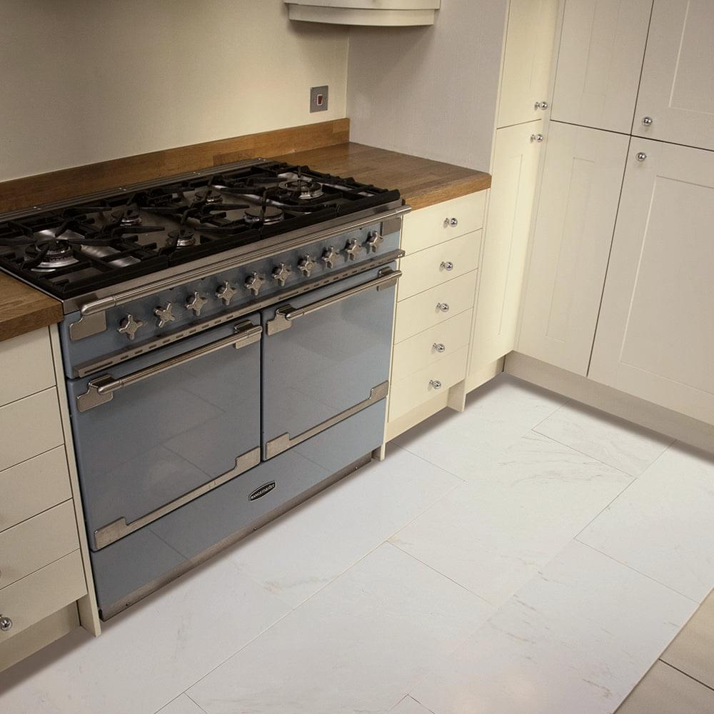 Almeria White Honed Marble Floor Tiles