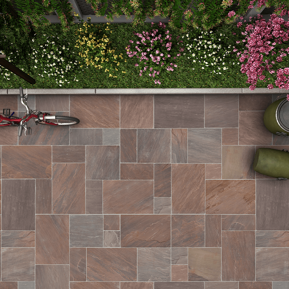 Autumn Brown Sandstone Natural Cleft Brown Paving Slabs