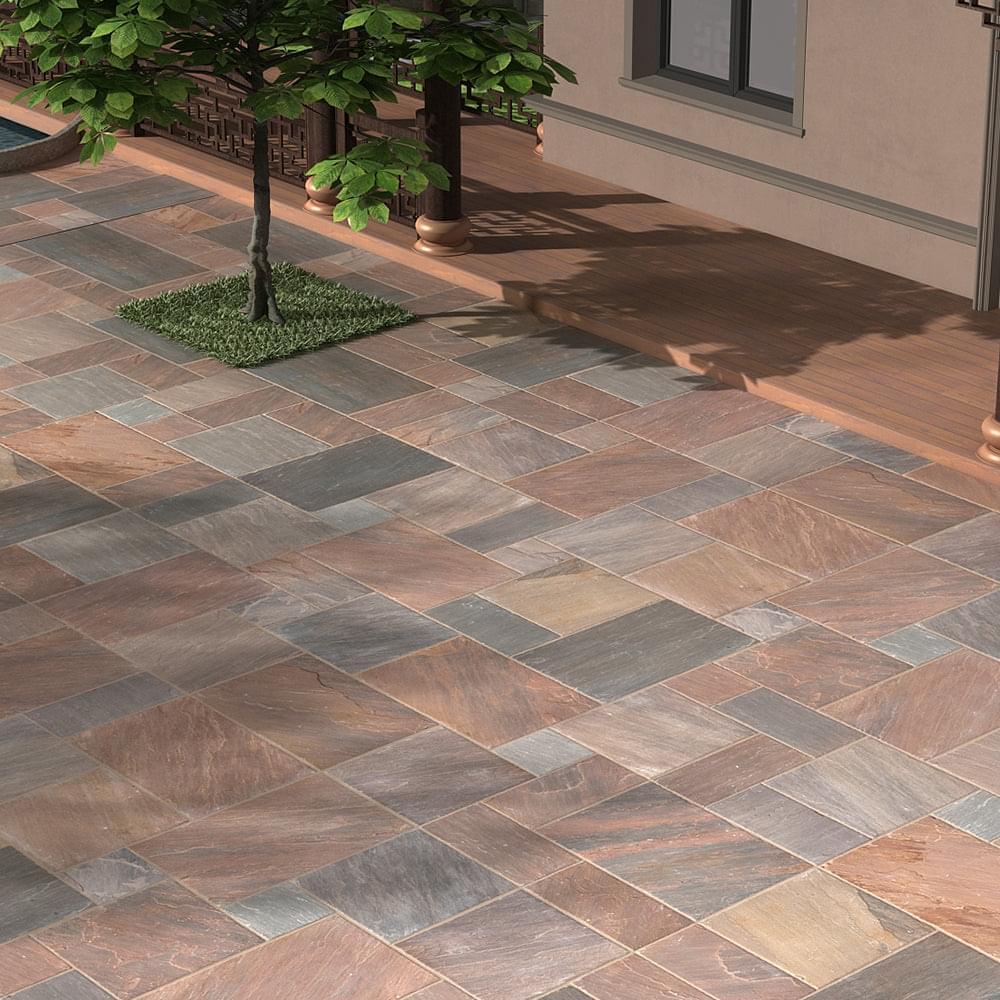 Autumn Brown Sandstone Natural Cleft Brown Paving Slabs