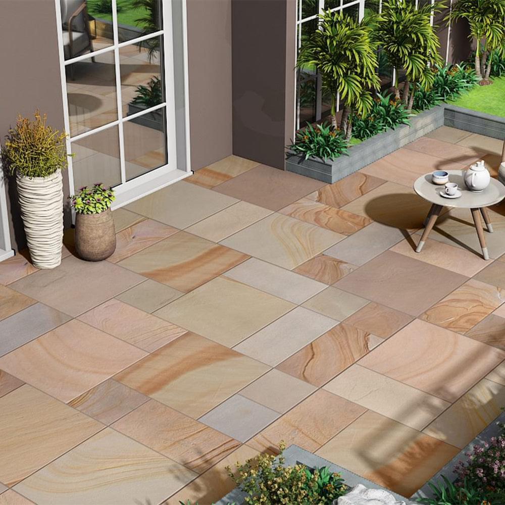Camel Dust Honed Buff Sandstone Paving Slabs