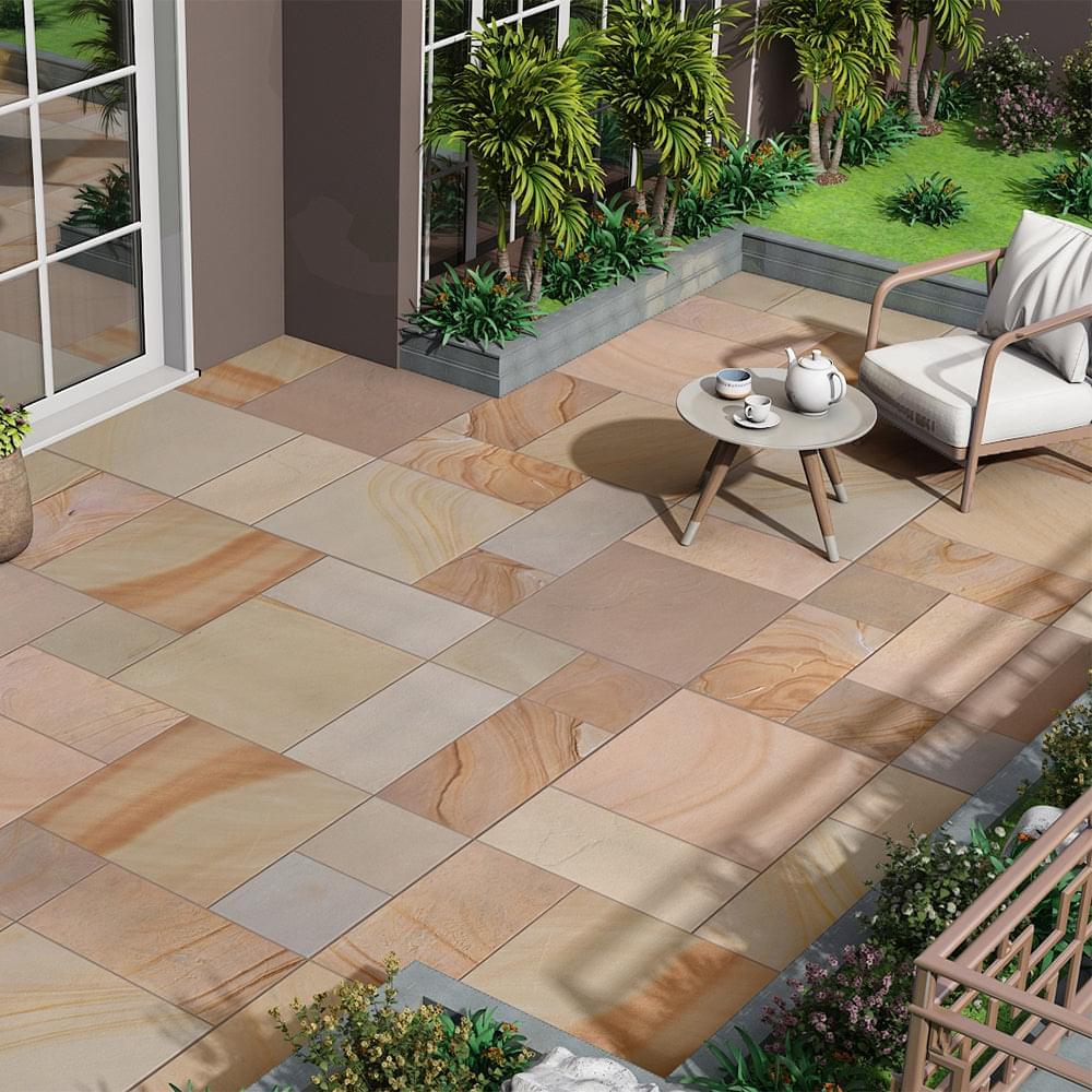 Camel Dust Honed Buff Sandstone Paving Slabs