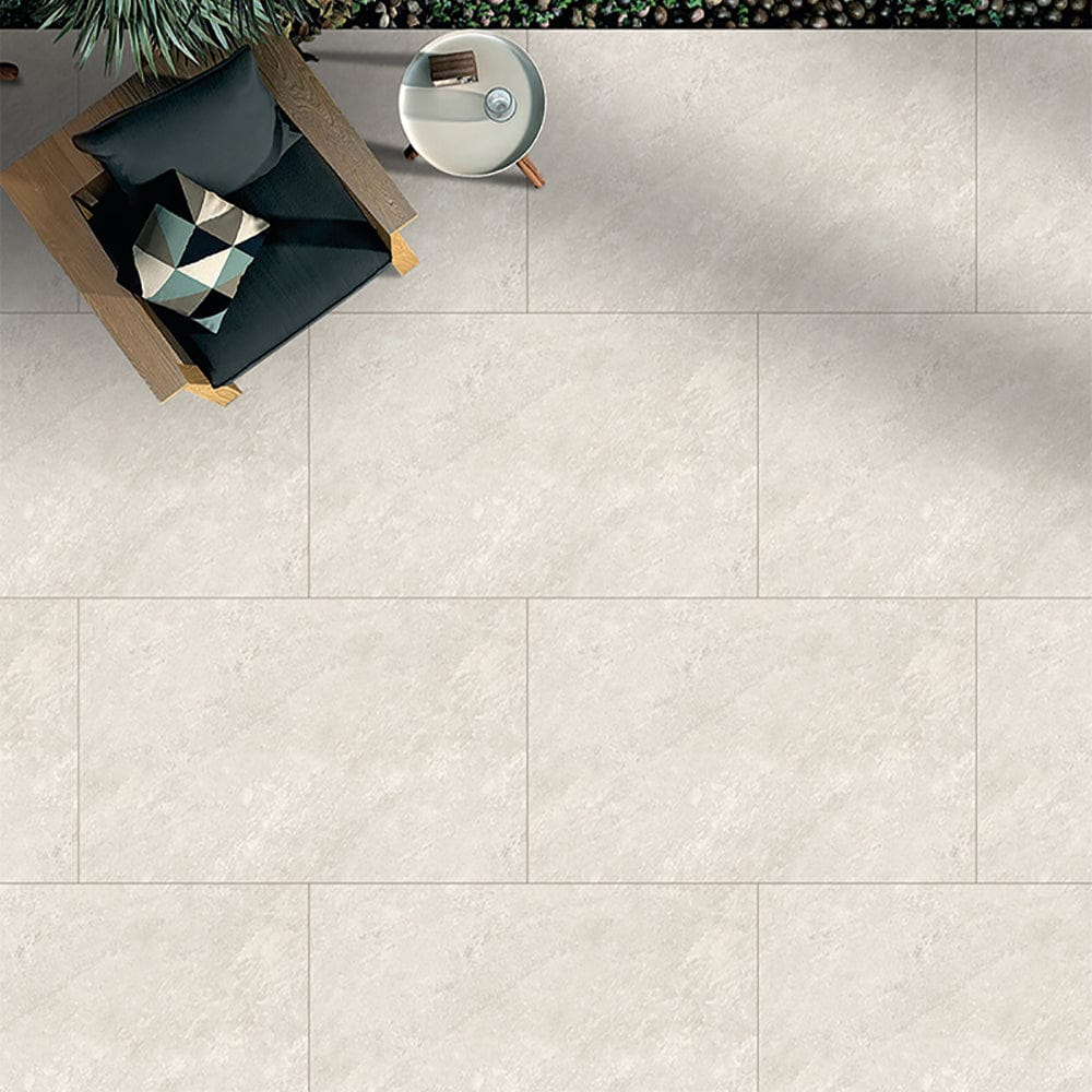 Quartz White Outdoor Porcelain Floor Tiles- Slip Resistant