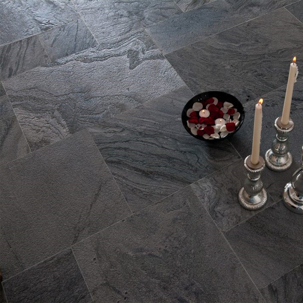 Cosmic Grey Flamed Quartzite Wall & Floor Tiles