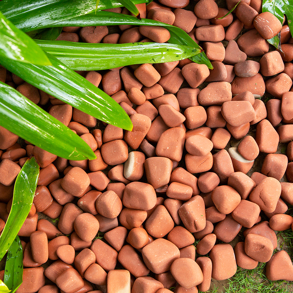 Sandstone Red Pebbles Cobble Stone 25-50mm Mix Size