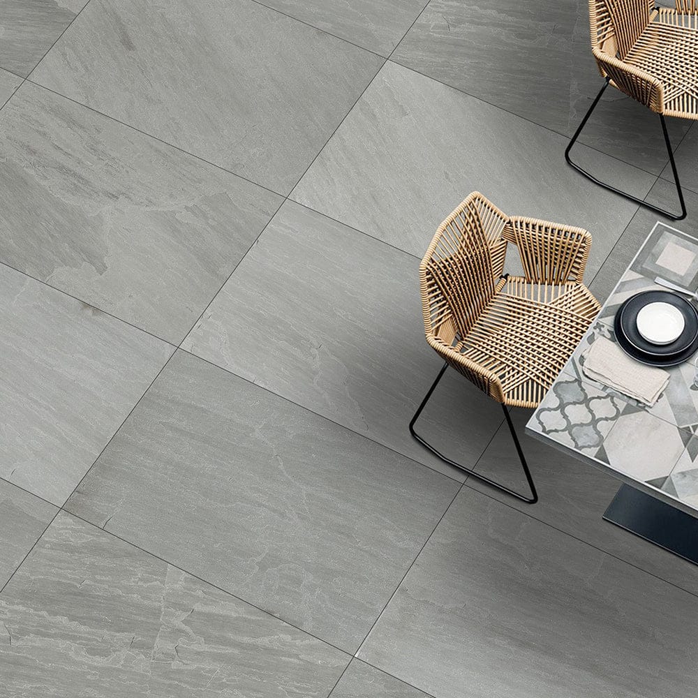 Grey Sandstone Outdoor Porcelain Floor Tiles- Slip Resistant