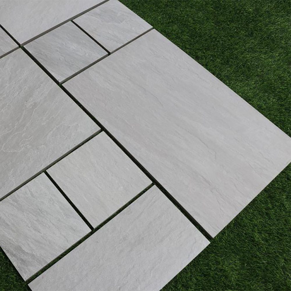 Grey Sandstone Outdoor Porcelain Floor Tiles- Slip Resistant