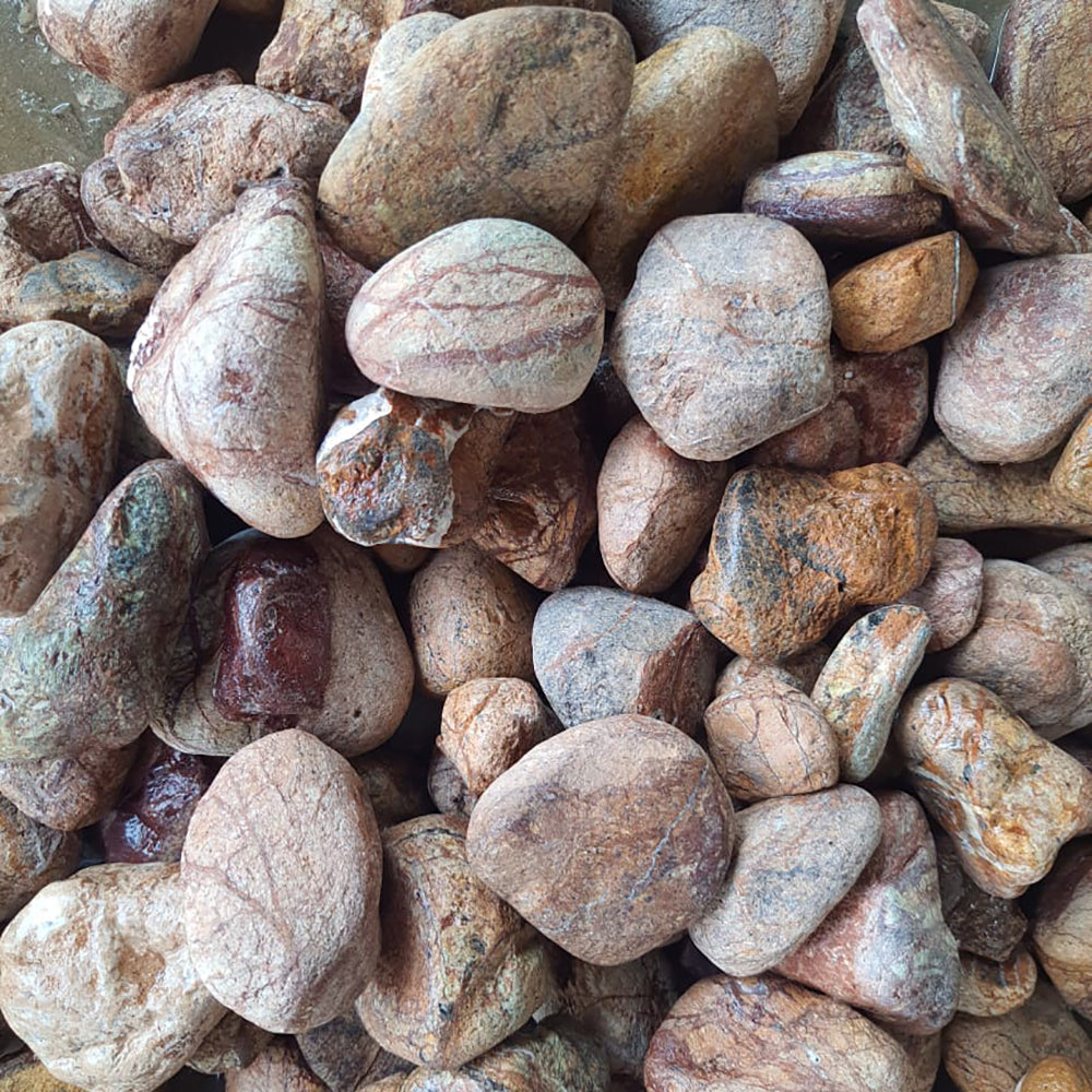 Marble Forest Brown/Green Garden Pebbles 25-50mm Mix Size