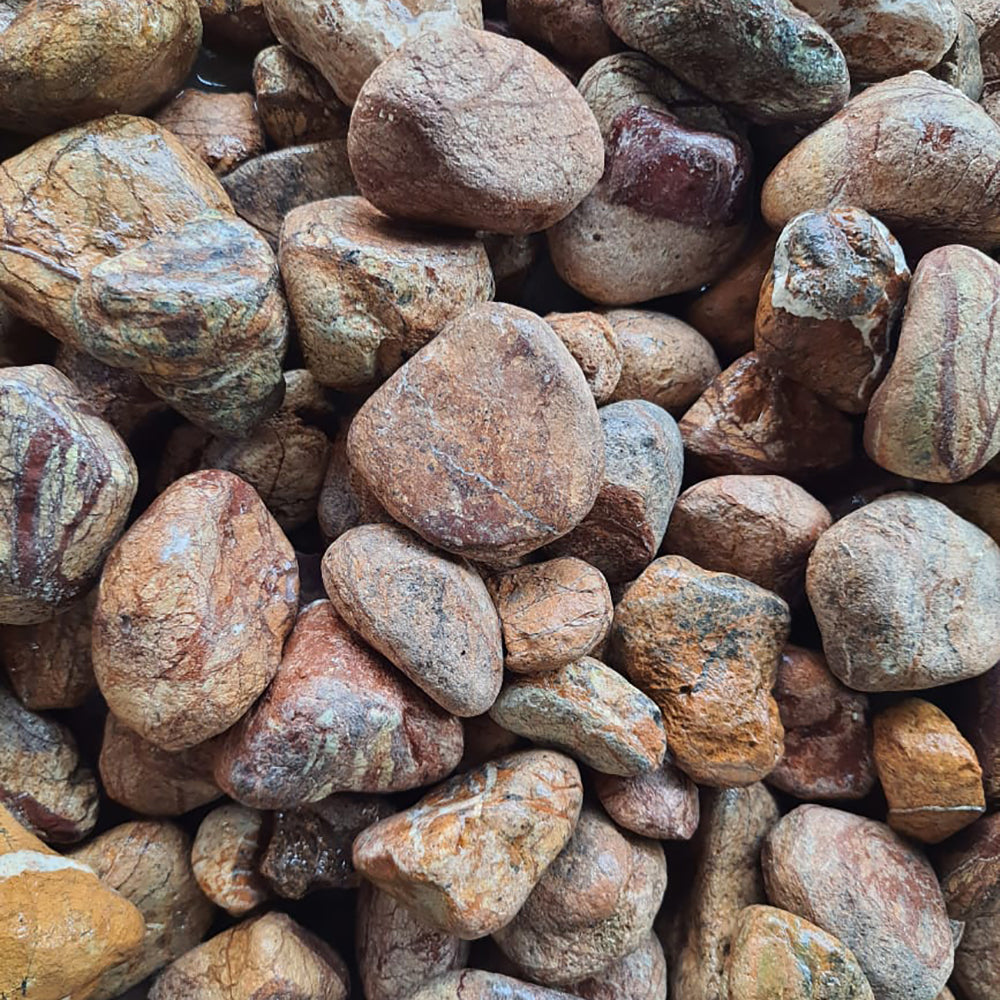 Marble Forest Brown/Green Garden Pebbles 25-50mm Mix Size