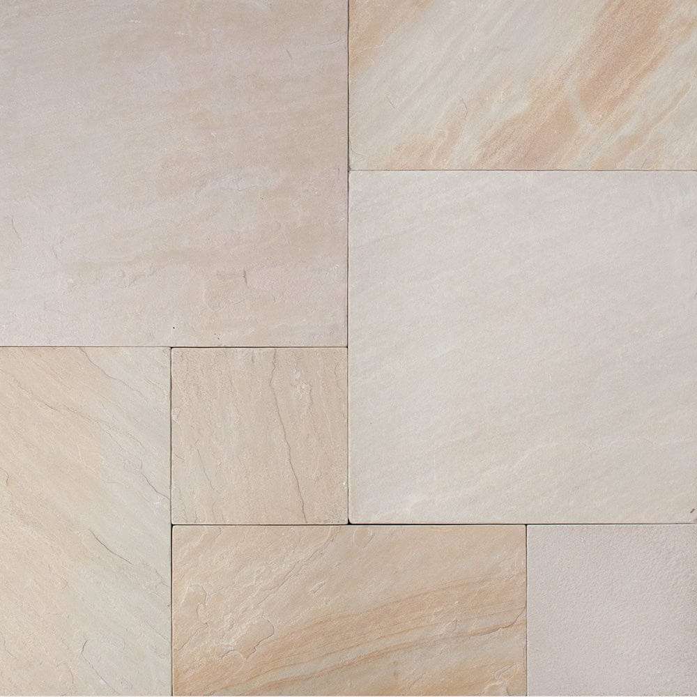 Mint Sandstone Beige Tumbled Paving Slabs