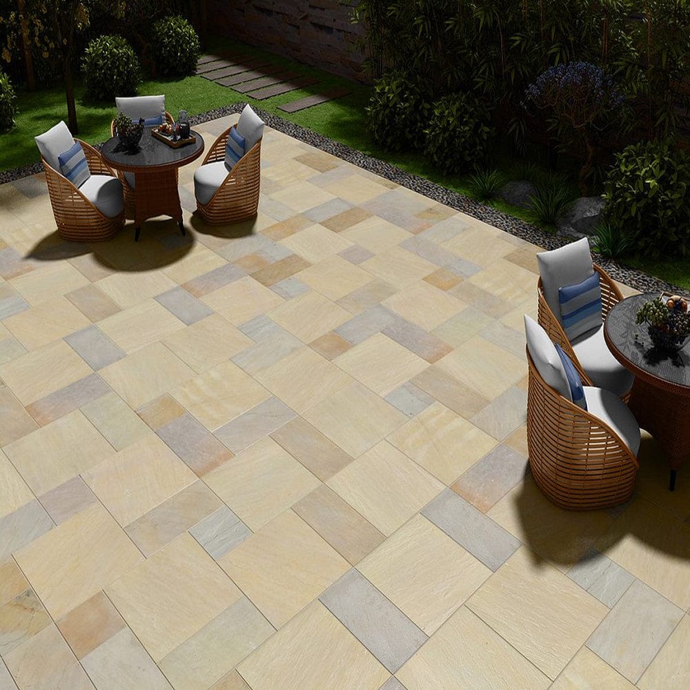 Mint Sandstone Beige Sawn Paving Slabs