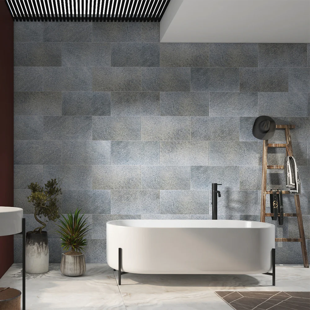 Make a Statement With Grey Bathroom Walls - The Stone Flooring
