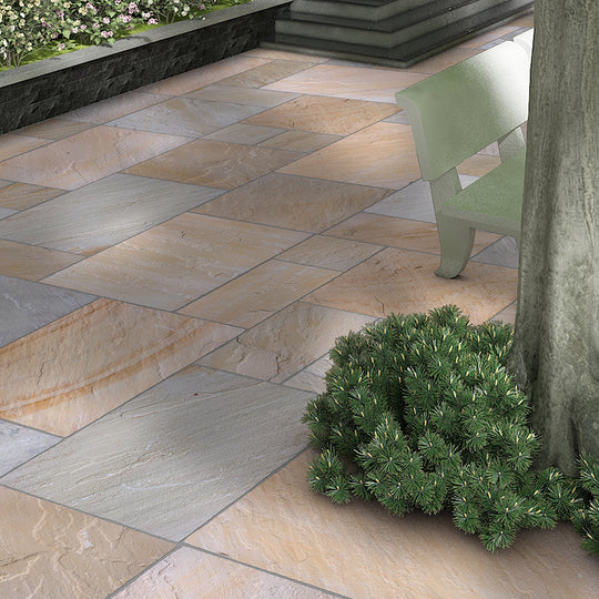 Fossil Mint Sandstone Tumbled Paving Slabs