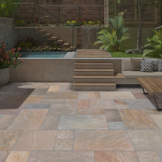 Camel Dust Tumbled Sandstone Paving Slabs