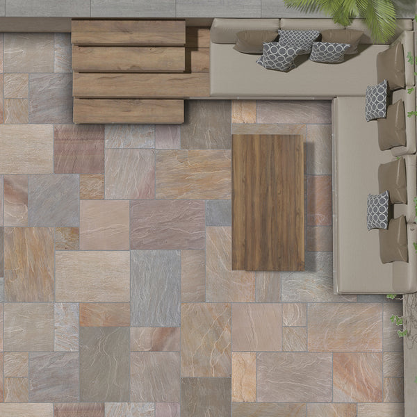 Camel Dust Tumbled Sandstone Paving Slabs - The Stone Flooring