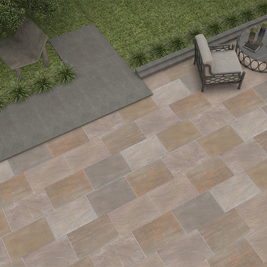 Raj Green Natural Cleft Sandstone Paving Slabs