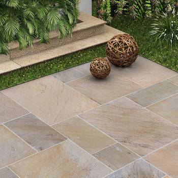 Fossil Mint Sandstone Natural Cleft Paving Slabs- Beige