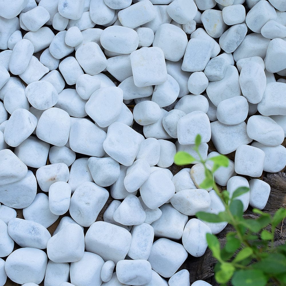 Greek White Decorative Stone Marble Pebbles 40-80mm Mix Size