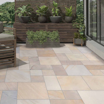 Mint Sandstone Honed Beige Patio Slabs