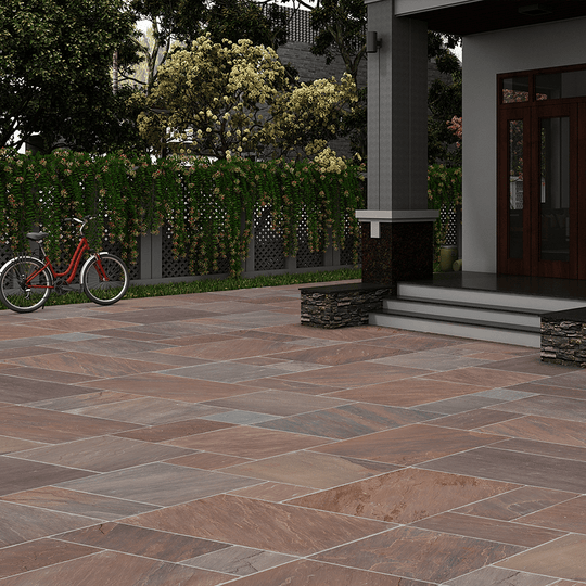 Autumn Brown Sandstone Natural Cleft Brown Paving Slabs