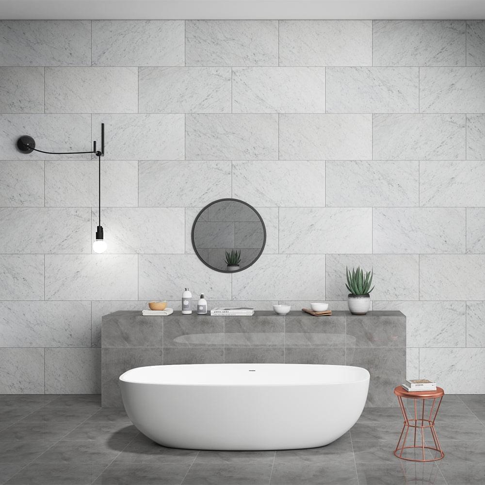 Carrara White Honed Marble Floor Tiles