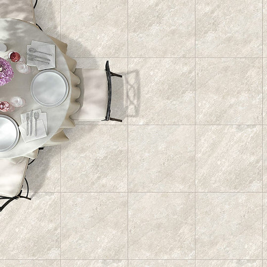 Quartz White Outdoor Porcelain Floor Tiles- Slip Resistant