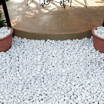 Greek White Decorative Stone Marble Pebbles 40-80mm Mix Size