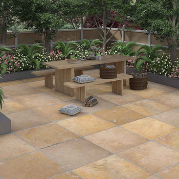 Yellow Limestone Natural Cleft Paving Slabs