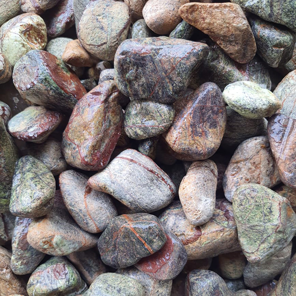 Marble Forest Brown/Green Garden Pebbles 25-50mm Mix Size