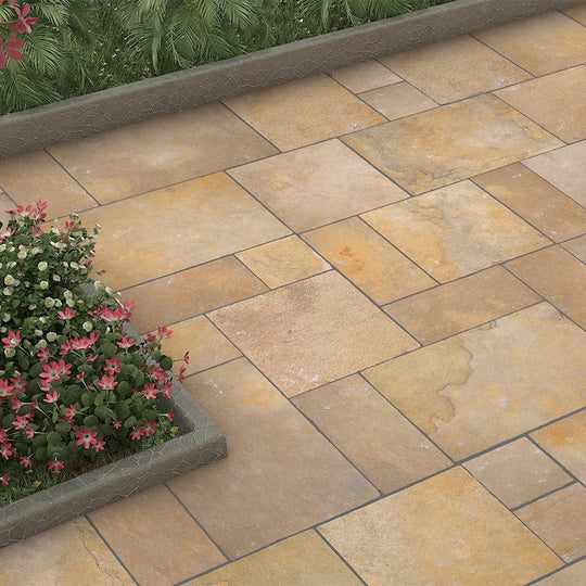 Tandur Yellow Tumbled Limestone Paving Slabs