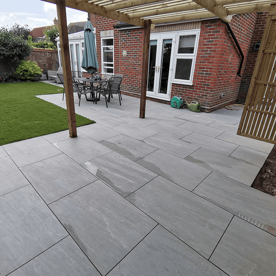 Grey Sandstone Outdoor Porcelain Floor Tiles- Slip Resistant