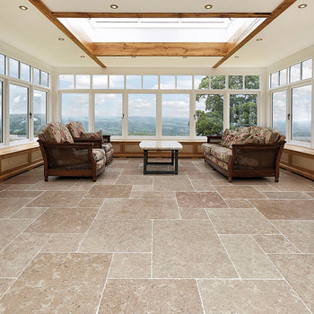 Mocha Beige Tumbled Limestone Floor Tiles