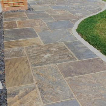 Rustic Copper Slate Patio Sawn Riven